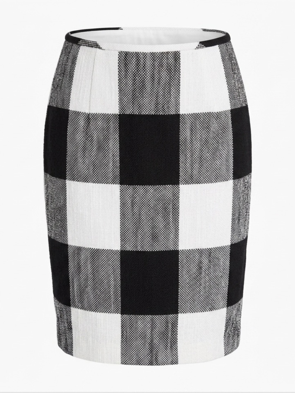 Vintage‎ Buffalo Check Pencil Skirt Black White Preppy Minimalist Chic-Sz 4